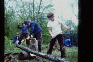 Scouts Chopping Felled Tree