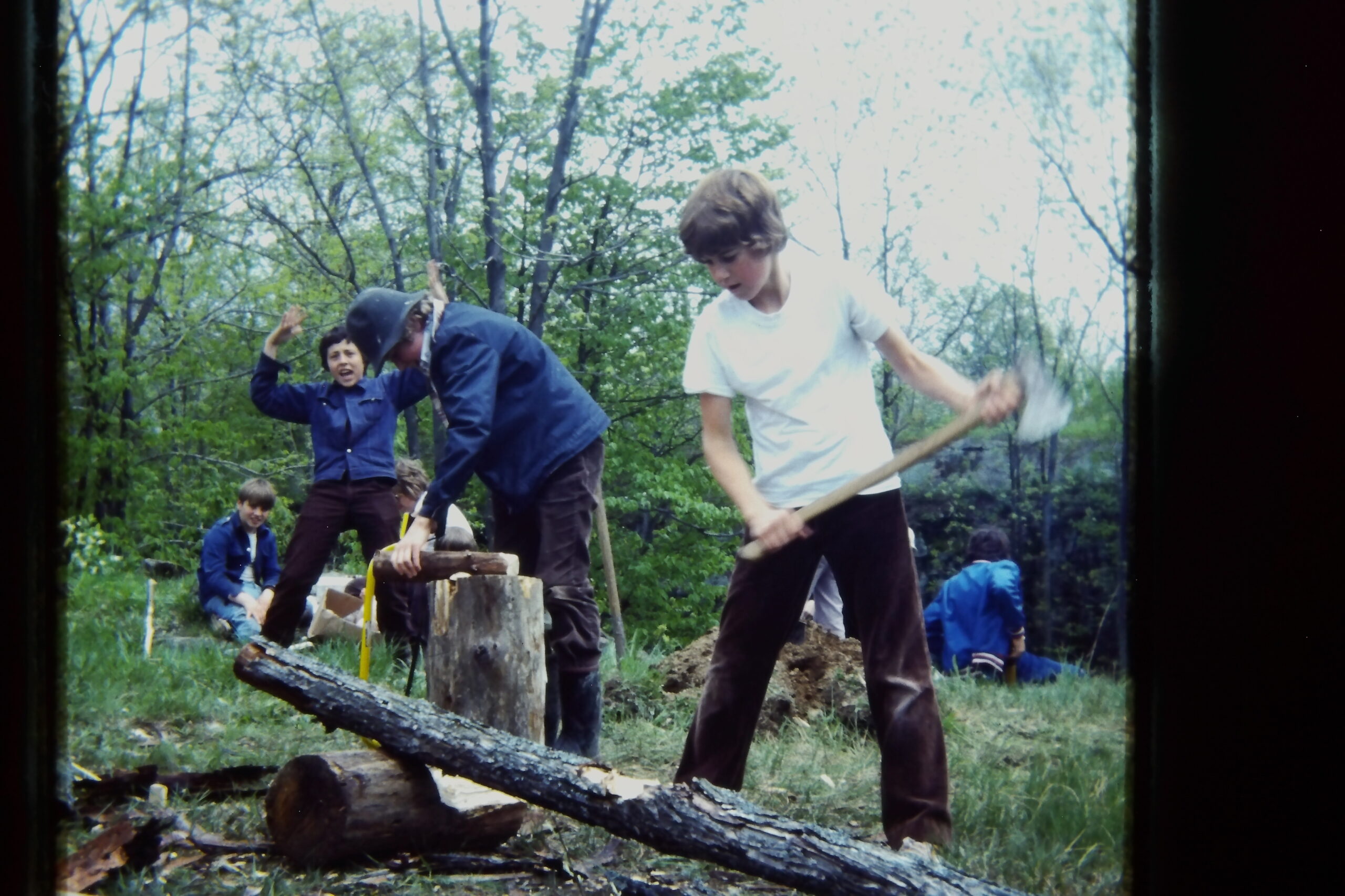 Scouts Chopping Felled Tree