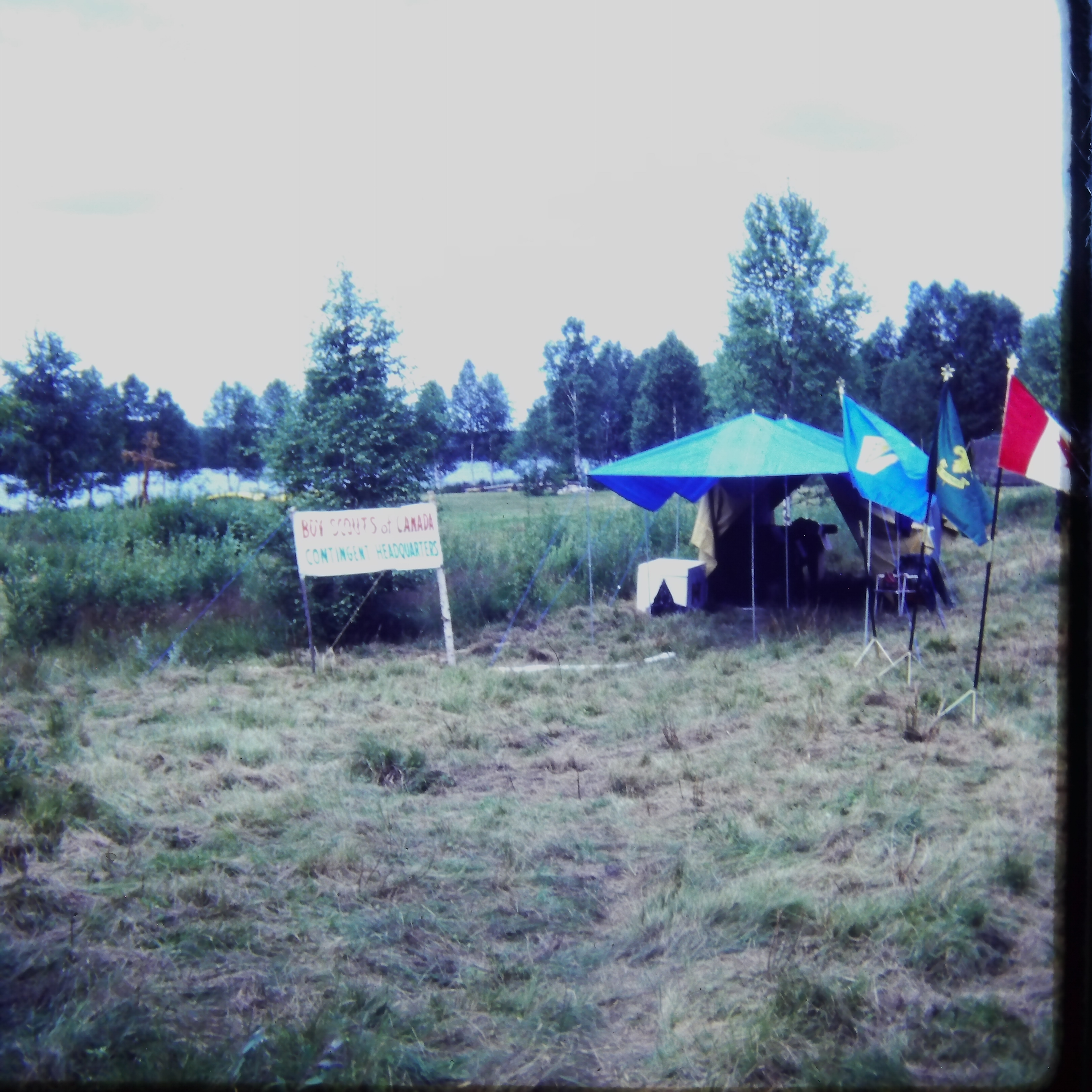 Canadian contingent headquarters sign and flags