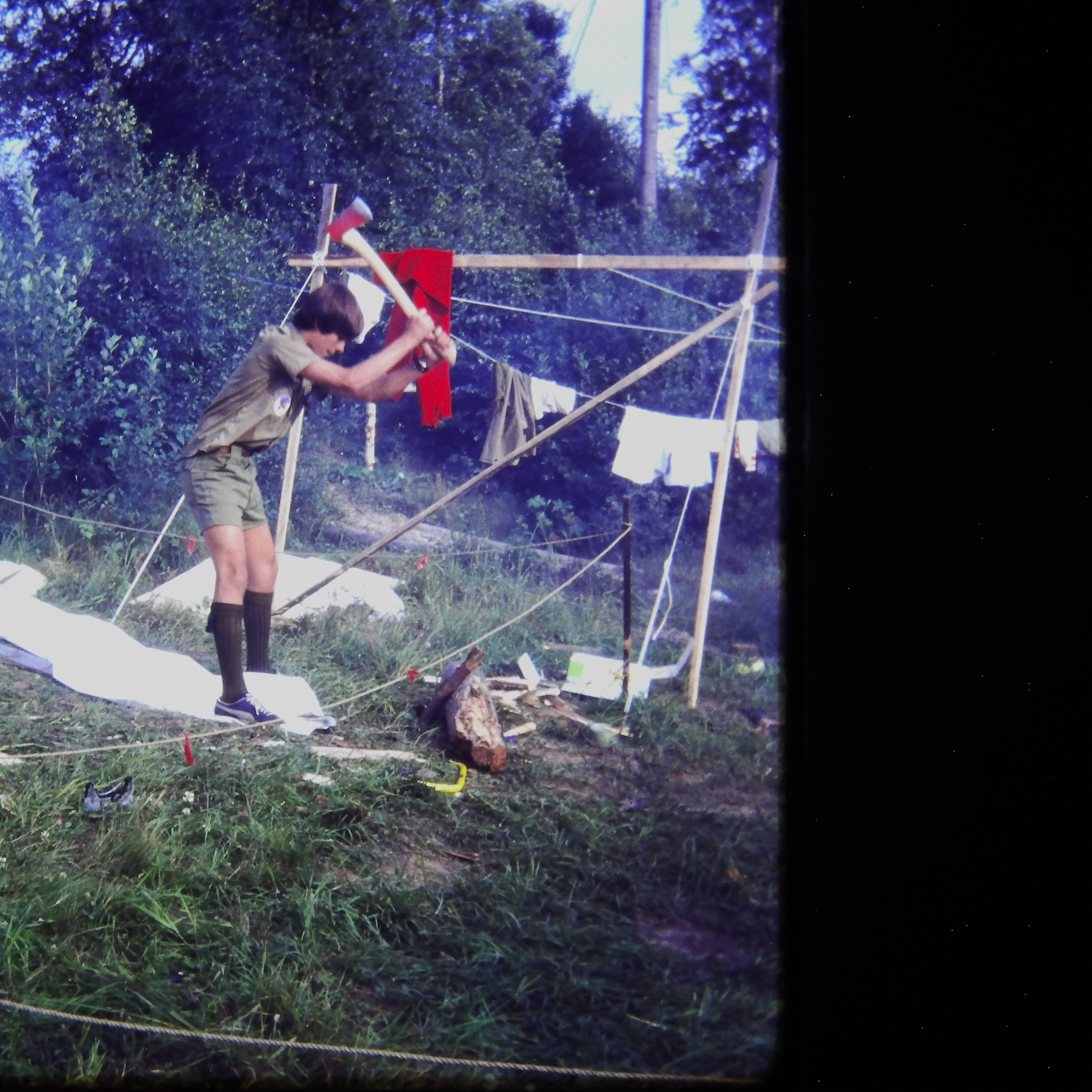 Scout chopping wood